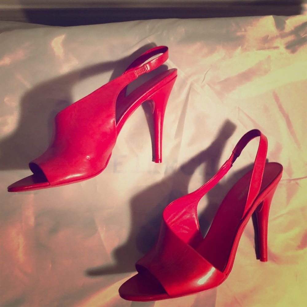 Nine West || Red Open Toe Sling Back Heels 10 1/2